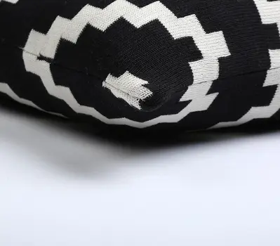 18" Black and White Geometric Cotton Throw Pillow Cover