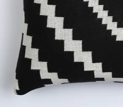 18" Black and White Geometric Cotton Throw Pillow Cover