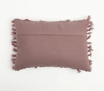 14" X 20" Mauve Handmade Indoor Outdoor Throw Pillow Cover With Tassels