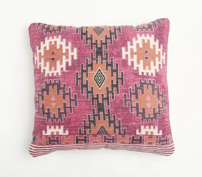 20" Magenta Beige and Rust Handmade Southwestern Indoor Outdoor Throw Pillow Cover