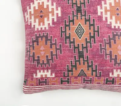 20" Magenta Beige and Rust Handmade Southwestern Indoor Outdoor Throw Pillow Cover