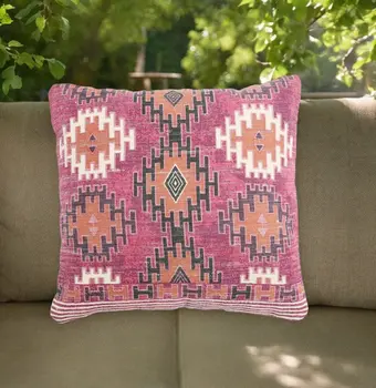 20" Magenta Beige and Rust Handmade Southwestern Indoor Outdoor Throw Pillow Cover