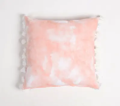Set of Two Brown Abstract Cotton Throw Pillow Cover With Tassels