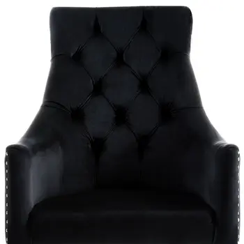 Set of Two Tufted Black and Clear Upholstered Velvet Dining Arm Chairs