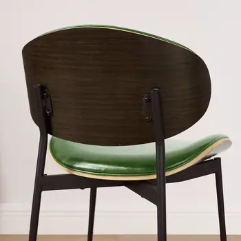 Set of Two Green and Black Upholstered Faux Leather Curved Back Dining Side Chairs