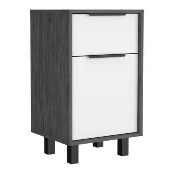 28" Gray Wood One Drawer Nightstand