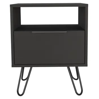 22" Black Wood Nightstand