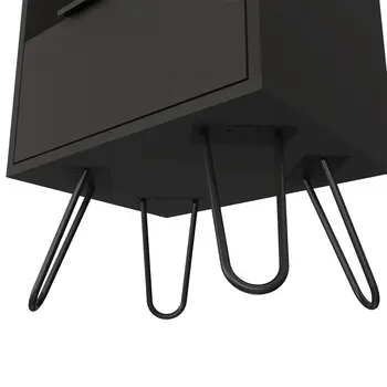 22" Black Wood Nightstand