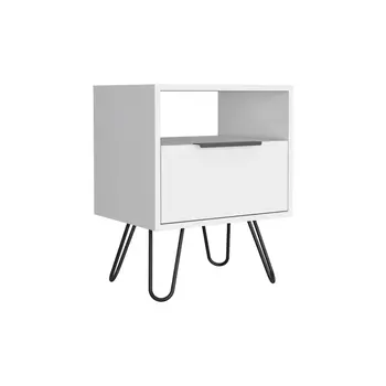 22" White Wood Nightstand