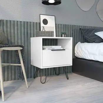 22" White Wood Nightstand