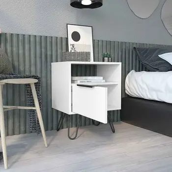 22" White Wood Nightstand