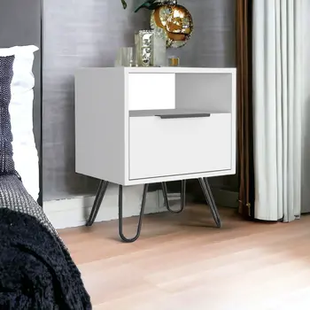 22" White Wood Nightstand