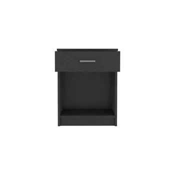 22" Black Wood One Drawer Nightstand