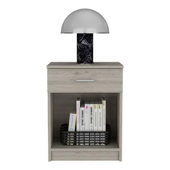 22" Gray Wood One Drawer Nightstand