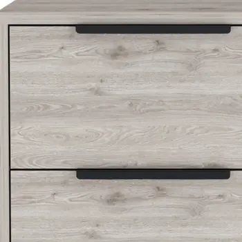 19" Gray Wood Two Drawer Nightstand