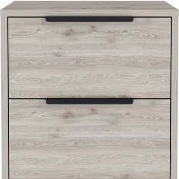 19" Gray Wood Two Drawer Nightstand