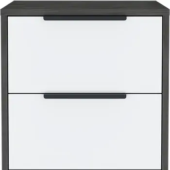 19" Gray Wood Two Drawer Nightstand