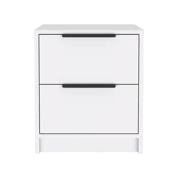 19" White Wood Two Drawer Nightstand