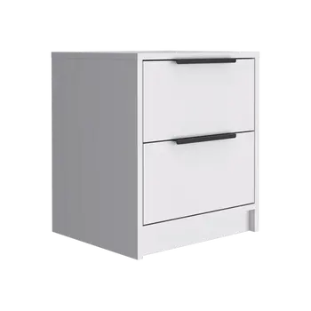 19" White Wood Two Drawer Nightstand