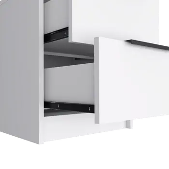 19" White Wood Two Drawer Nightstand