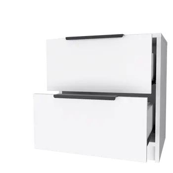 19" White Wood Two Drawer Nightstand