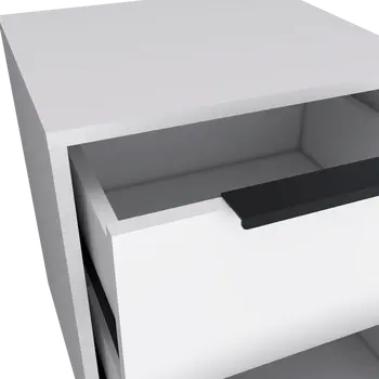 19" White Wood Two Drawer Nightstand
