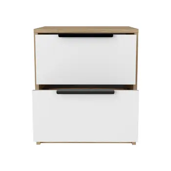 19" White Wood Two Drawer Nightstand