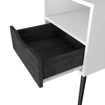25" Gray Wood One Drawer Nightstand
