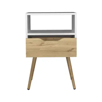 25" White Wood One Drawer Nightstand