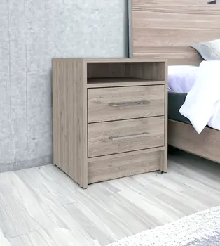20" Gray Wood Two Drawer Nightstand