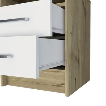 20" White Wood Two Drawer Nightstand