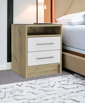 20" White Wood Two Drawer Nightstand