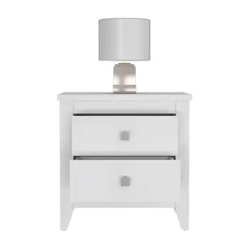 24" White Two Drawer Faux Wood Nightstand