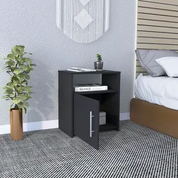 23" Black Wood Nightstand