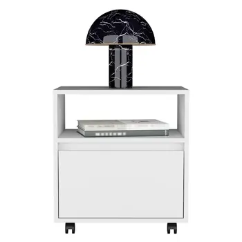 21" White Wood One Drawer Nightstand