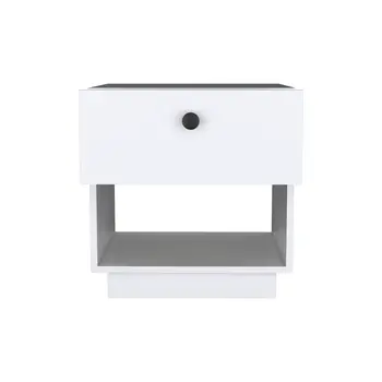 20" White Wood One Drawer Nightstand