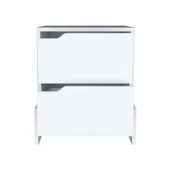20" White Wood Two Drawer Nightstand