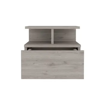 12" Gray Wood One Drawer Floating Nightstand