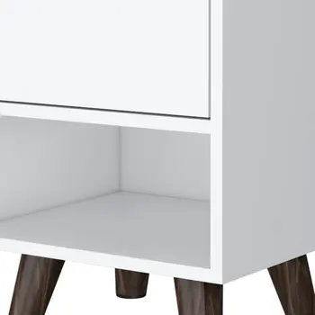 19" White Wood One Drawer Nightstand