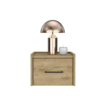 10" Beige One Drawer Faux Wood Nightstand