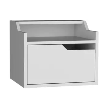 13" White Wood One Drawer Floating Nightstand