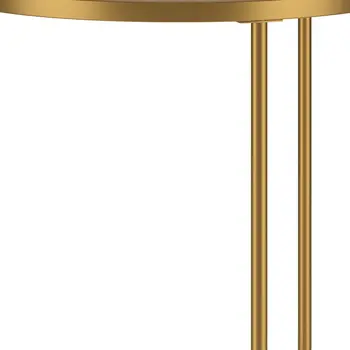 24" Gold And Clear Glass And Steel Round End Table