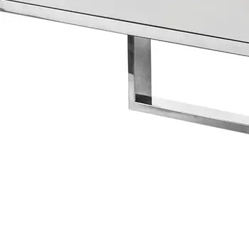 47" White And Silver Metallic Wood And Stainless Steel Coffee Table