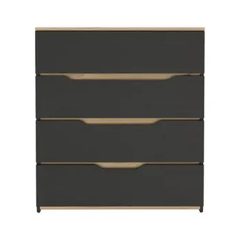 32" Natural And Black Four Drawer Dresser