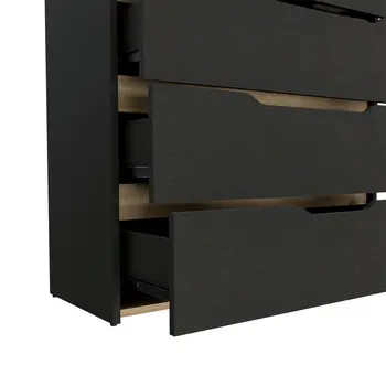 32" Natural And Black Four Drawer Dresser
