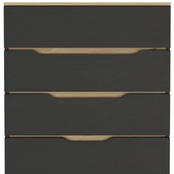 32" Natural And Black Four Drawer Dresser