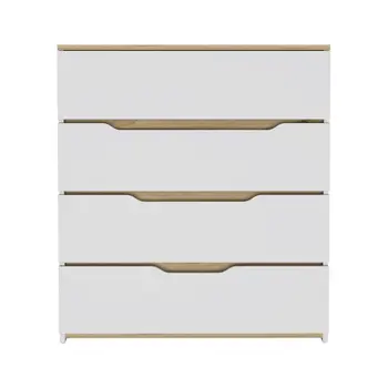32" White and Natural Four Drawer Dresser