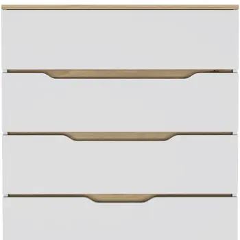 32" White and Natural Four Drawer Dresser