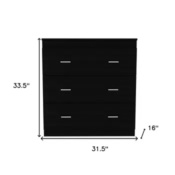 32" Black Three Drawer Dresser