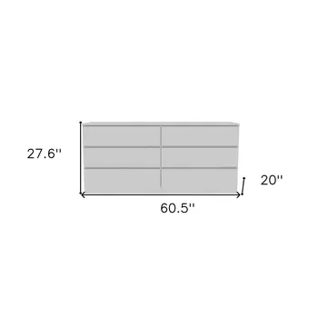 61" White Six Drawer Double Dresser